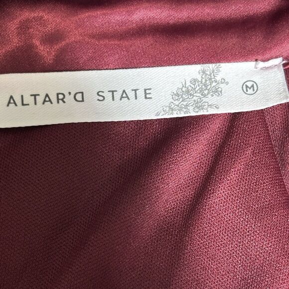 Altar’d State Burgundy Satin Tulle Whimsigoth Skirt M Fairy Grunge Holiday Glam - Picture 3 of 9
